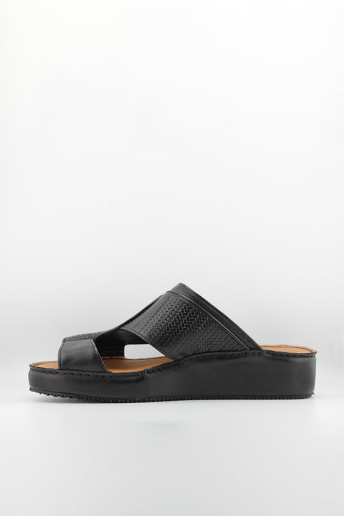 DFC Relax Men Embossed Print Leather Slide Sandals